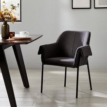 Load image into Gallery viewer, Upholstered Fabric Dining Arm Chair - Black / Gray
