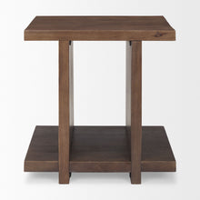 Load image into Gallery viewer, 22" Modern Solid Wood Sled End Table With Shelf - Brown
