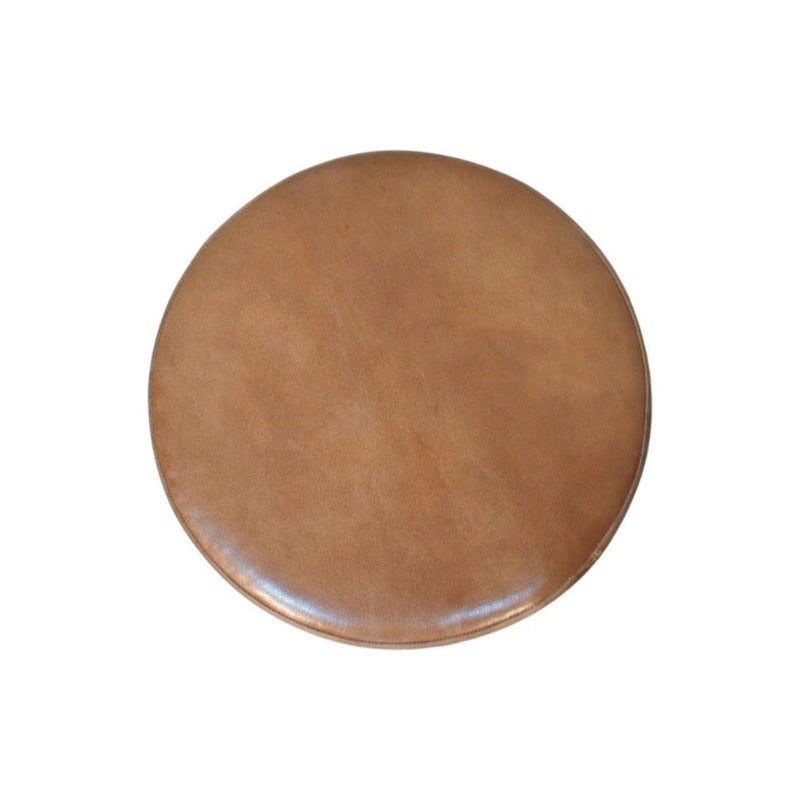 Leather Round Footstool (723462) - Brown