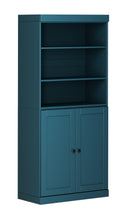 Load image into Gallery viewer, Adjustable Six Tier Library Bookcase With Two Doors - Teal Blue
