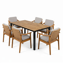 Load image into Gallery viewer, 7 Piece Outdoor Patio Dining Set With &amp; 6 Arm Chairs
