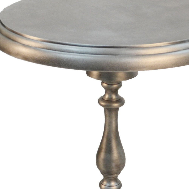 Metal Round End Table - Antique Nickle