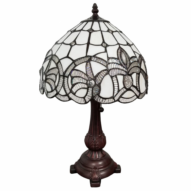 19" Metal Candlestick Table Lamp With White Dome Shade - Dark Brown
