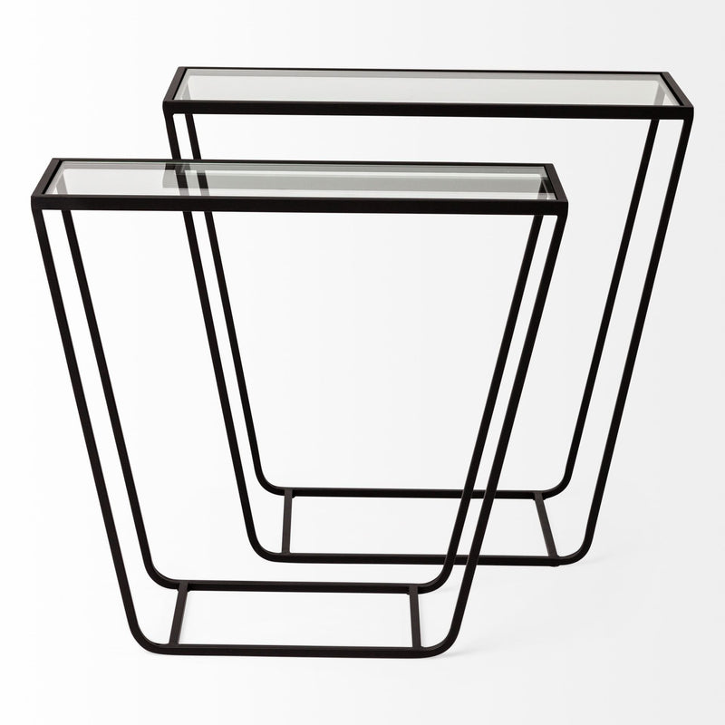 Clear Glass Frame Console Table - Black