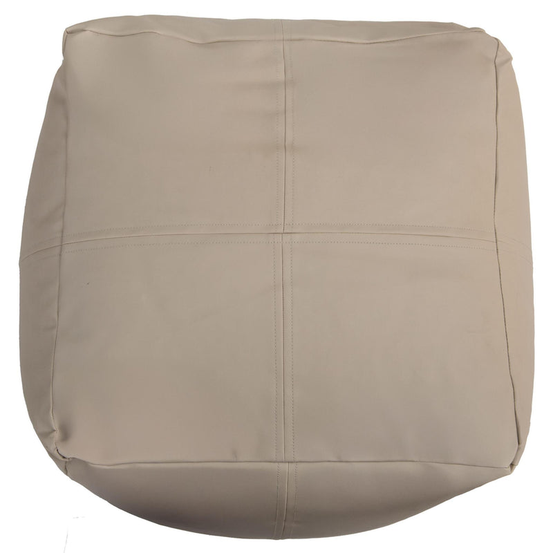 Faux Leather Cube Pouf Ottoman - Beige And Natural