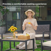 Load image into Gallery viewer, 4 Piece Patio Furniture Set With Acacia Wood Table Top And Cushions
