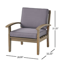 Load image into Gallery viewer, Peyton Club Chair Outdoor Seating Dark Gray Acacia Wood 32.25 X 28.00 X 31.25&quot;
