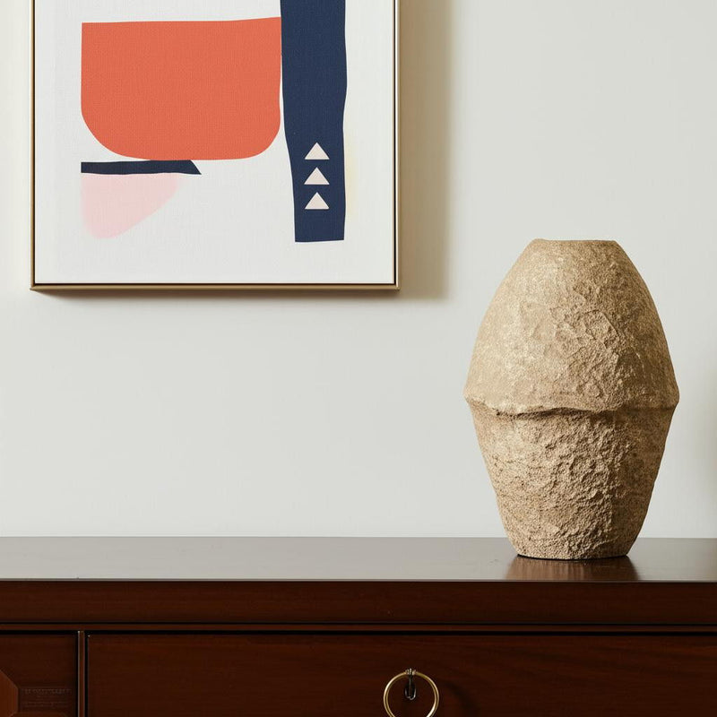 Mache Cylinder Table Vase - Beige