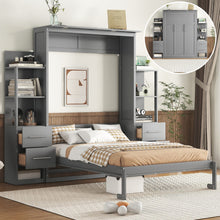 Load image into Gallery viewer, Murphy Wall Bed With LED Lights, Shelves And Drawers

