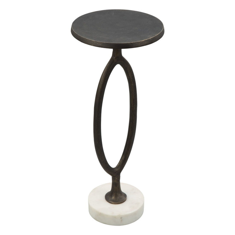 25" Aluminum Round Pedestal End Table - Bronze And White