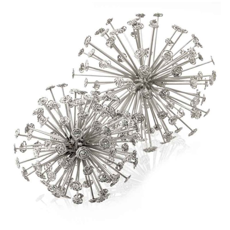 Decorative Orb Tabletop Sculptures (Set of 2) - Silver