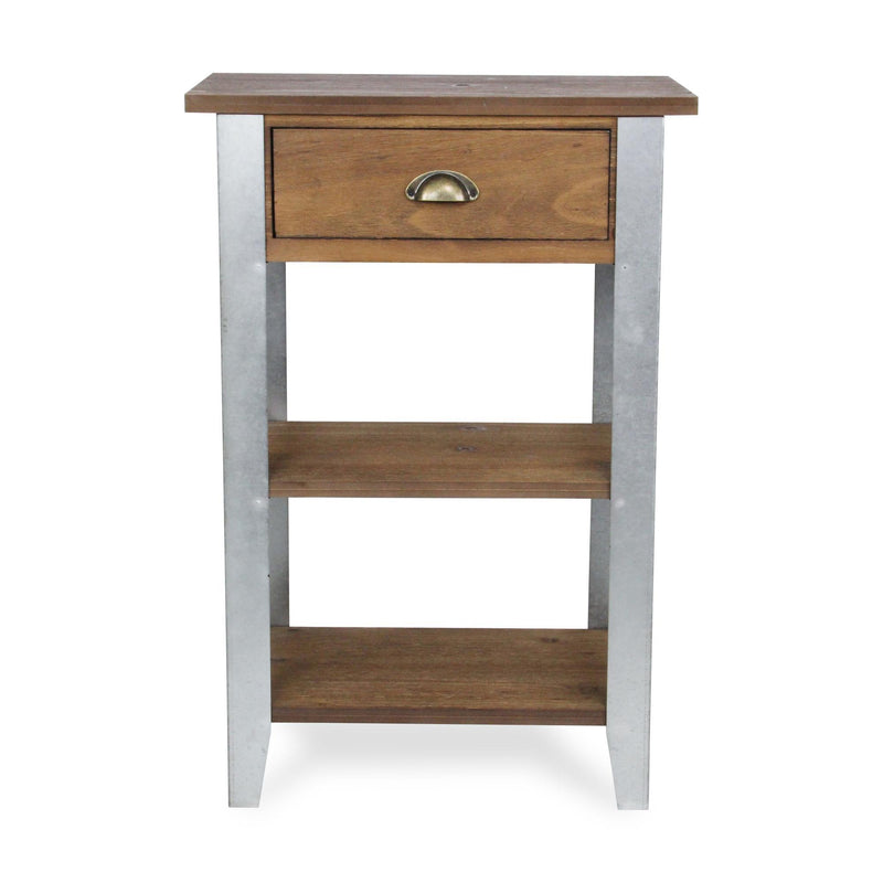 End Table With Drawer Two Shelves - Brown