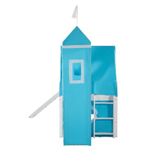 Load image into Gallery viewer, Twin Size Bunk Bed with Slide Blue Tent and Tower - Blue
