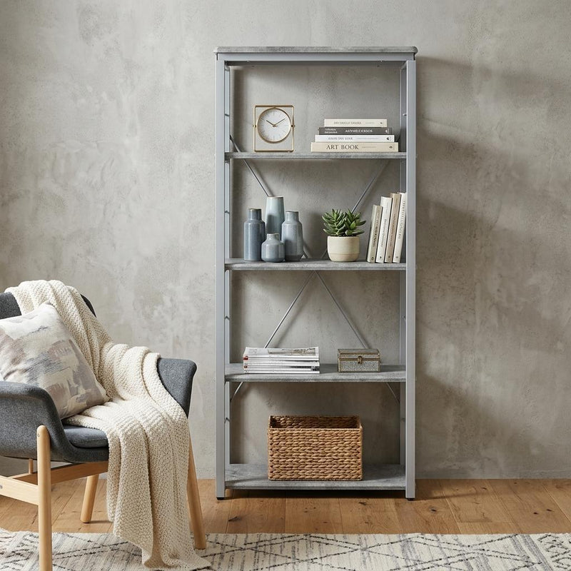 Four Tier Etagere Bookcase - Gray / Silver