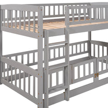 Load image into Gallery viewer, Bunk Bed with Slide,Twin Over Twin Low Bunk Bed with Fence and Ladder for Toddler Kids Teens Grey
