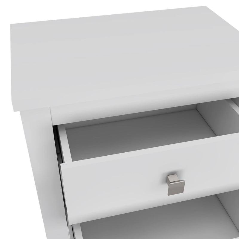 24" Two Drawer Faux Wood Nightstand - White