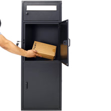 Load image into Gallery viewer, Large Steel Freestanding Floor Parcel Package Drop With Locking Letterbox Drop Mail Box With Multi Compartments - Black
