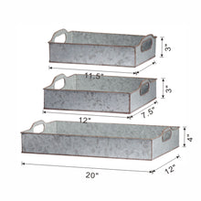 Load image into Gallery viewer, Decorative Galvanized Nesting Trays (Set of 3) - Gray

