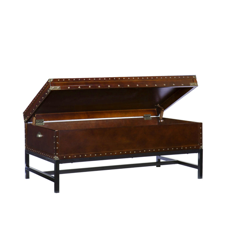 42" Manufactured Wood And Metal Rectangular Coffee Table - Brown