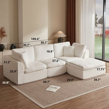 Load image into Gallery viewer, Cloud Sectional Couch, Convertible With Ottoman, 3 Seater Modular Design
