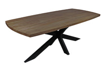 Load image into Gallery viewer, 82" Solid Wood And Iron Pedestal Base Dining Table - Natural / Black
