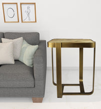 Load image into Gallery viewer, Solid Wood And Iron Square End Table - Brass And Brown
