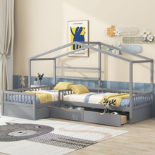 Load image into Gallery viewer, L Shape Platform Bed With 3 Storage Drawers
