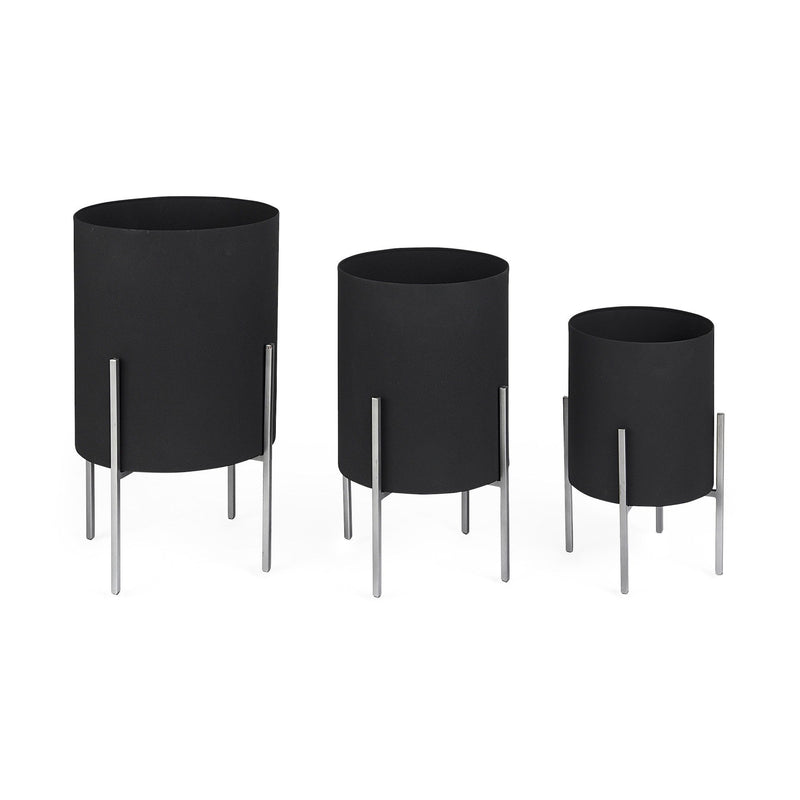 Round Pot Planters (Set of 2) (609411) - Black