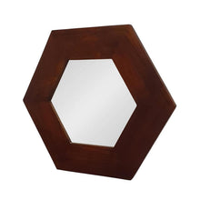 Load image into Gallery viewer, 19" Hexagon Solid Framed Accent Mirror - Dark Brown
