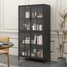 Load image into Gallery viewer, Premium Metal Storage Cabinet With Tempered Glass Doors, Adjustable Shelves, And Anti Tipping Device - Black
