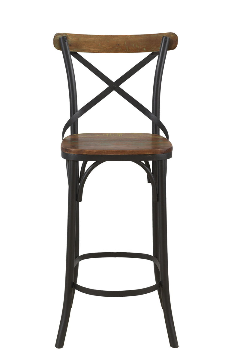 Metal Counter Height Bar Chair - Brown And Black