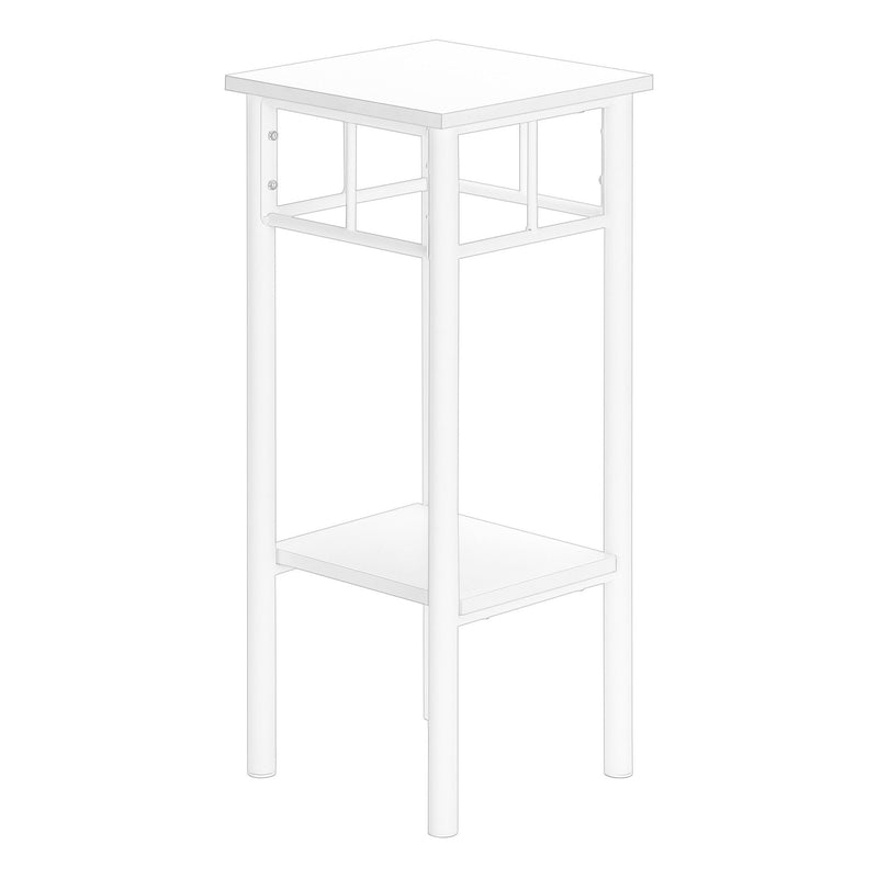 Square End Table With Shelf - White