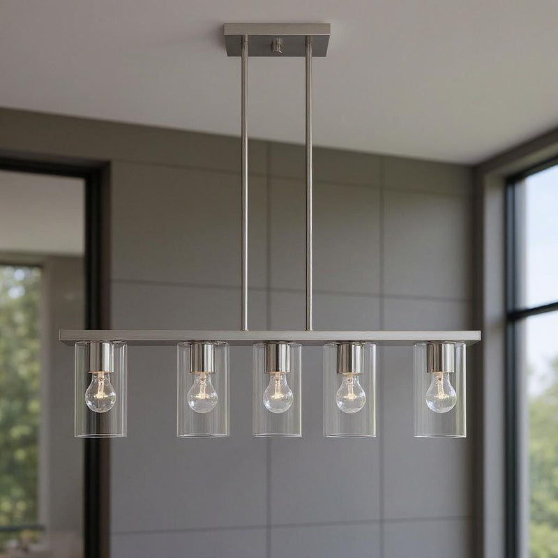 15'' Four Light Dimmable Chandelier With Shades - Nickel