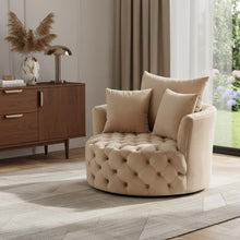 Load image into Gallery viewer, Velvet Solid Color Swivelbarrel Chair - Beige
