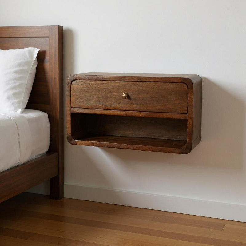 18" One Drawer Floating Nightstand - Chestnut