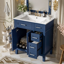 Load image into Gallery viewer, Modern Bathroom Vanity With Sink, Storage Cabinet, Soft Close Doors, Deep &amp; Standard Drawers
