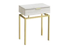 Load image into Gallery viewer, Wood And Metal End Table With Drawer - Gold And Beige
