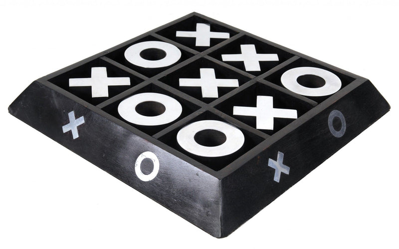 Dark Tic Tac Toe Game Sculpture - Nickel