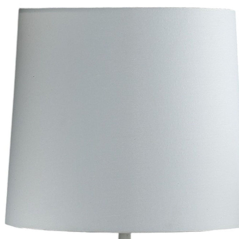 Bedside Table Lamp With White Empire Shade - White