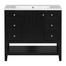 Load image into Gallery viewer, 36" Bathroom Vanity &amp; Sink, 2 Cabinet And 3 Drawers - Black
