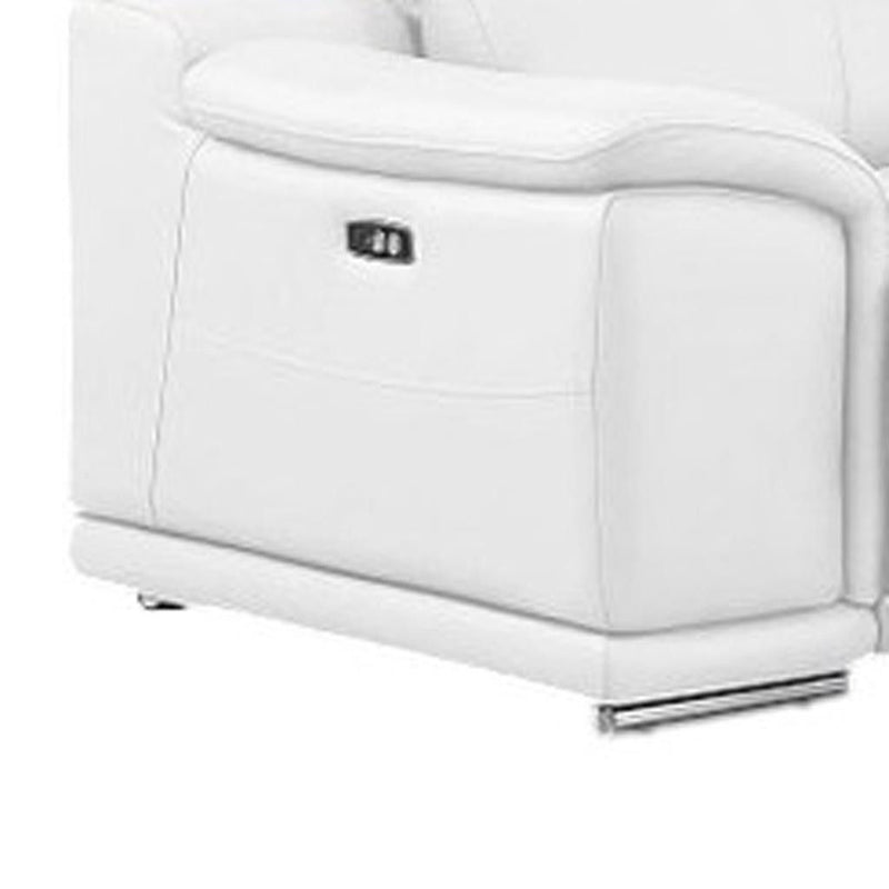 Leather Modular L Shaped Seven Piece Corner Sectional With Console - White