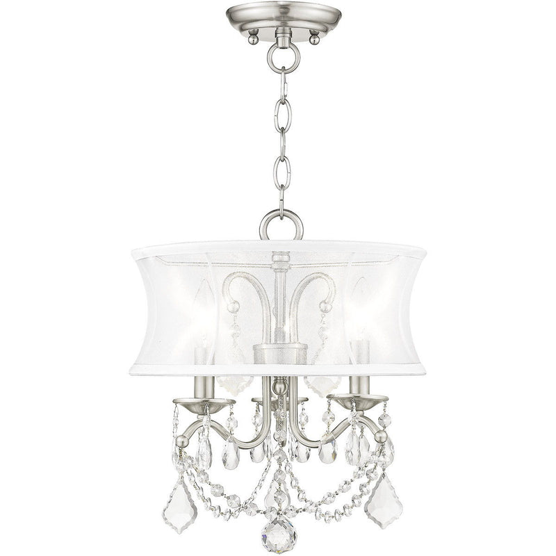 17" Three Light Dimmable Chandelier With Shades - Nickel