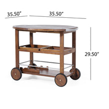 Load image into Gallery viewer, Wood And Aluminum Bar Cart With 2 Shelves - Oak / Silver
