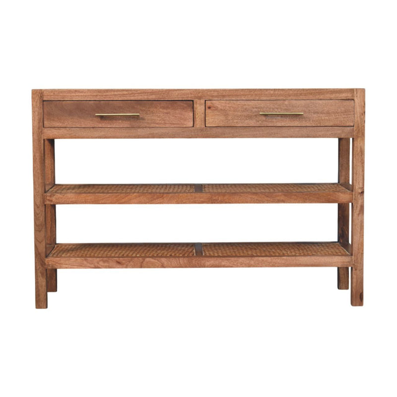 Solid Wood Solid Console Table With Shelf With Two Drawers (719171) - Brown