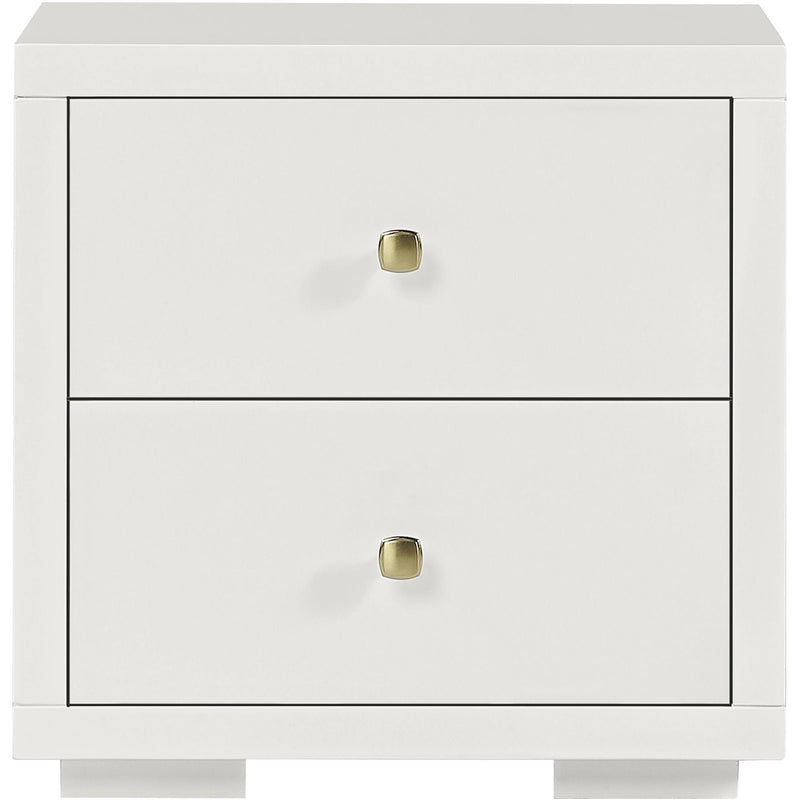 19" Two Drawer Nightstand - White