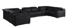Load image into Gallery viewer, Leather Power Reclining U Shaped 8 Piece Corner Sectional With Console - Black
