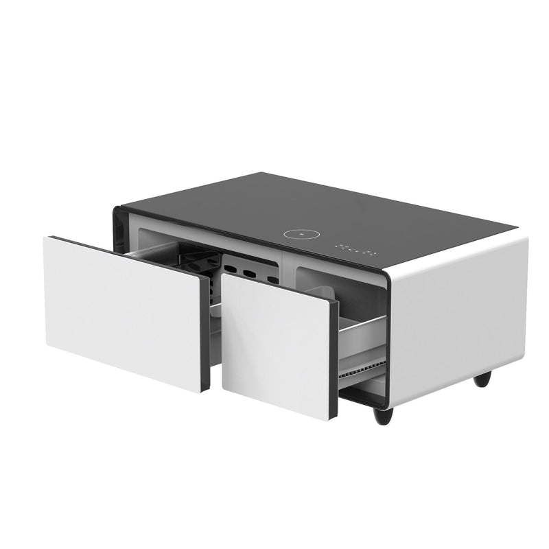 Glass Acrylic Solid Coffee Table With Two Drawers - Black / White