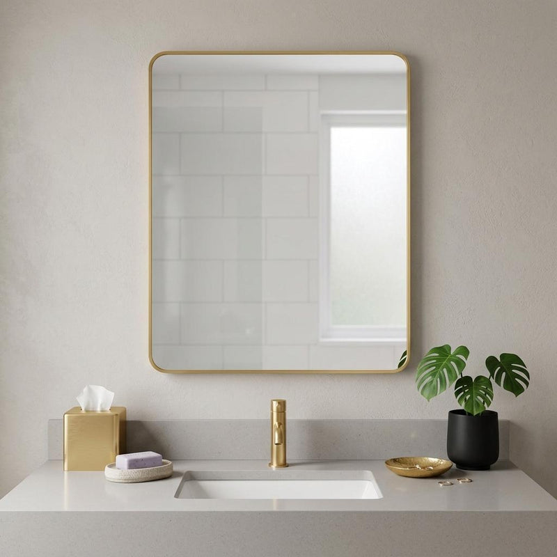 Aluminum Framed Bathroom Vanity Mirror (756083) - Gold