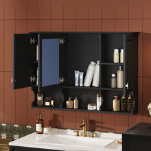 Load image into Gallery viewer, Modern Wall Mounted Mirror Medicine Cabinet With Open Shelves, Adjustable Interior, Storage Over Toilet
