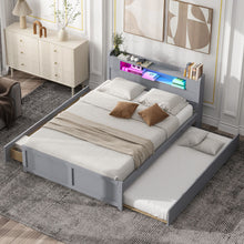 Load image into Gallery viewer, Storage Platform Bed With LED Lights, 2 Drawers And Trundle
